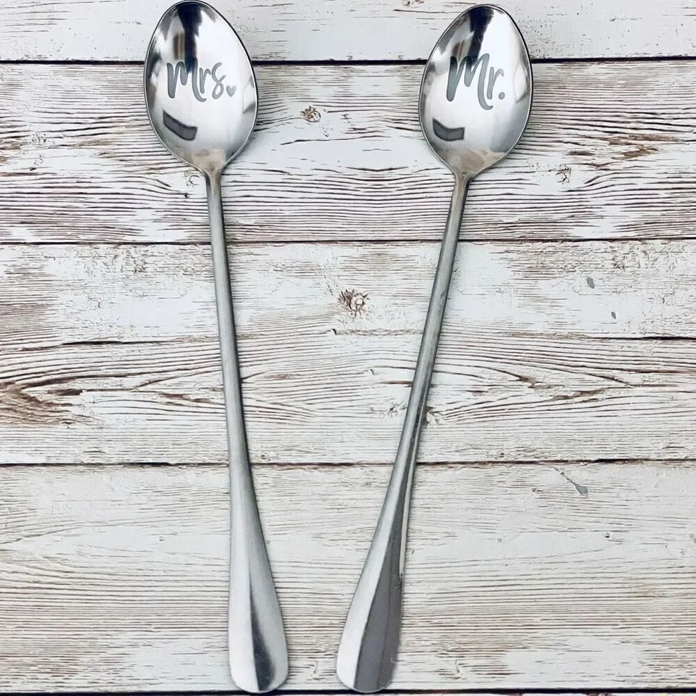 NWT 2 pc set Mr. & Mrs. Stainless Steel Spoons Anniversary,Valentine’s Gift